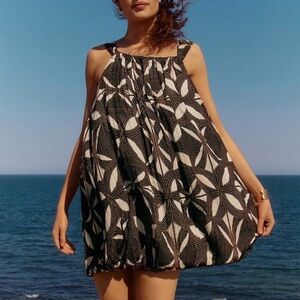 Anthropologie Tiered Gauze Bubble-Hem Mini Dress  Motif Boho cotton sz 3X